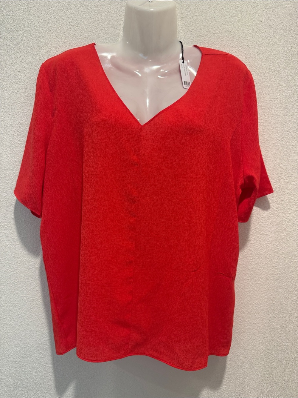 Milano Bright Coral V-Neck Short Sleeve Blouse